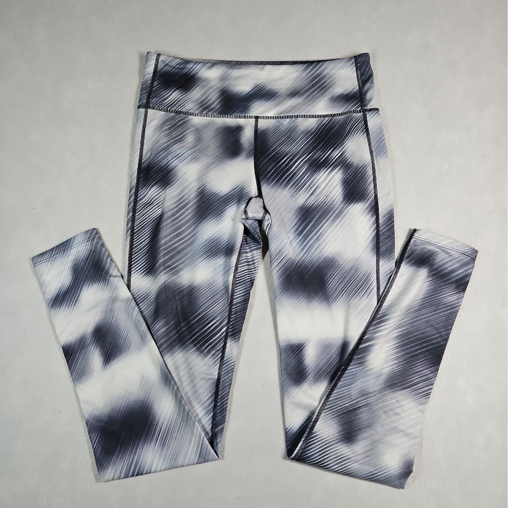Athleta Womens Black White Abstract Print Full Length Leggings Size Medium Tall